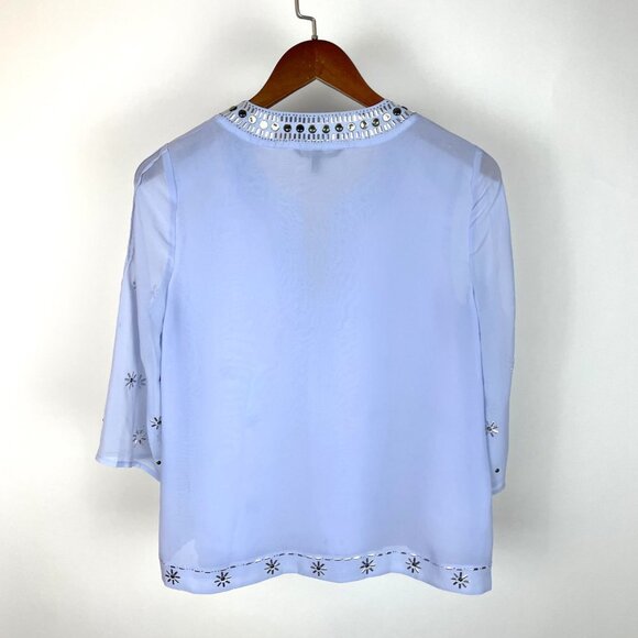 Victoria's Secret Light Blue Studded Boho Chic Sheer Ethereal Blouse Small - Picture 2 of 8